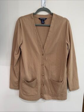 Lands' End Women's Camel V-Neck Button Cardigan